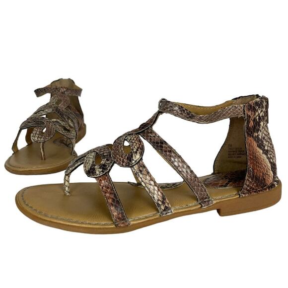 B.O.C‎ Sigrid Tan Snake Strappy Sandals Womens Sz 9 Flats - Picture 3 of 9